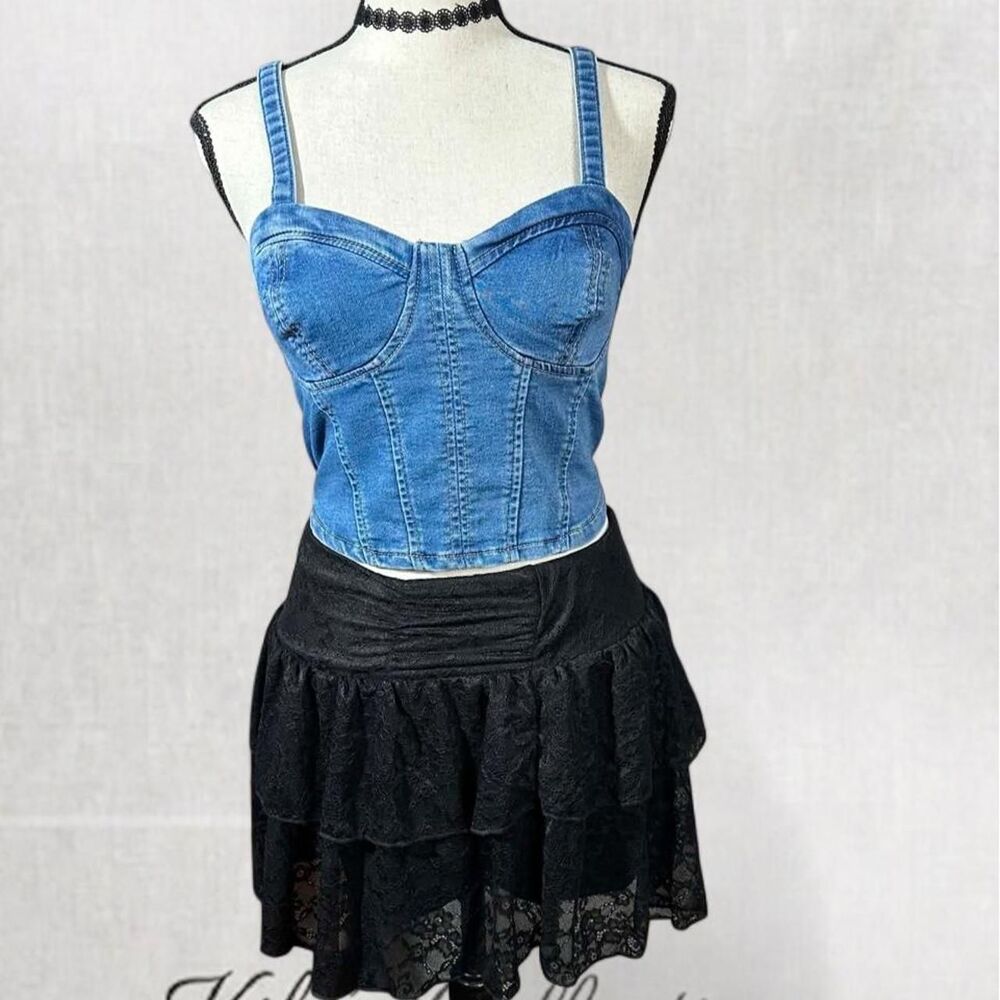 Retro Denim Cottagecore Style Summer Sleeveless Crop Top